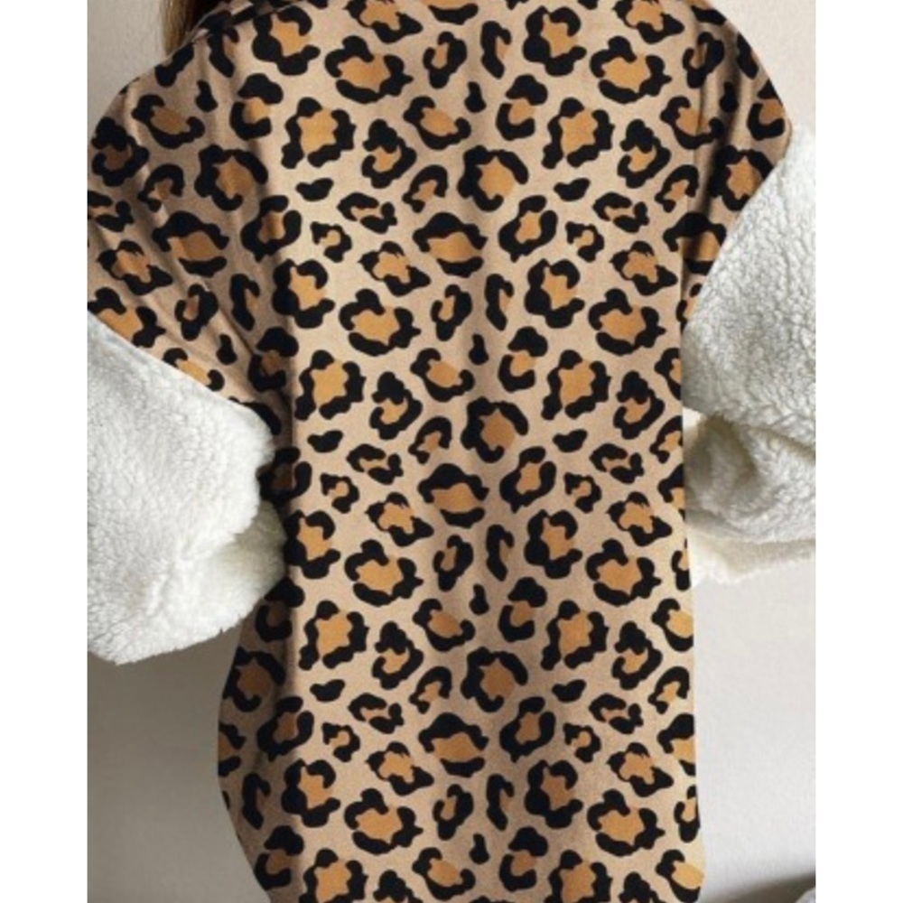 New - Leopard Sherpa Shacket - Picture 2 of 2